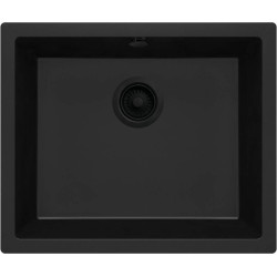 Granitowy Zlew 1-Komorowy Nero z Matowym Wykończeniem - Elegancja na Równi z Blatem