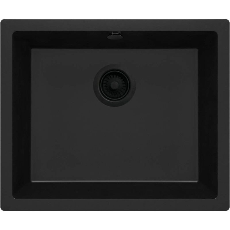 Granitowy Zlew 1-Komorowy Nero z Matowym Wykończeniem - Elegancja na Równi z Blatem