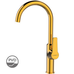 ALANIS Gold Style - Jednouchwytowa bateria zlewozmywakowa z ruchomą wylewką U