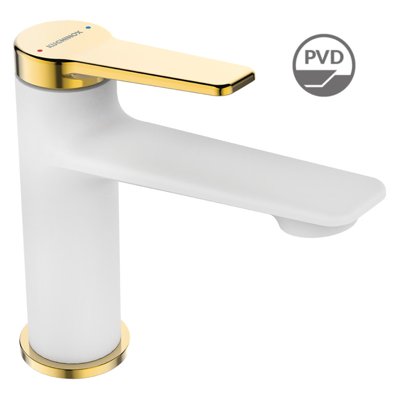 ALANIS Elegancja Bieli i Złota - Bateria Umywalkowa Premium z Klik-Klak i Neoperl