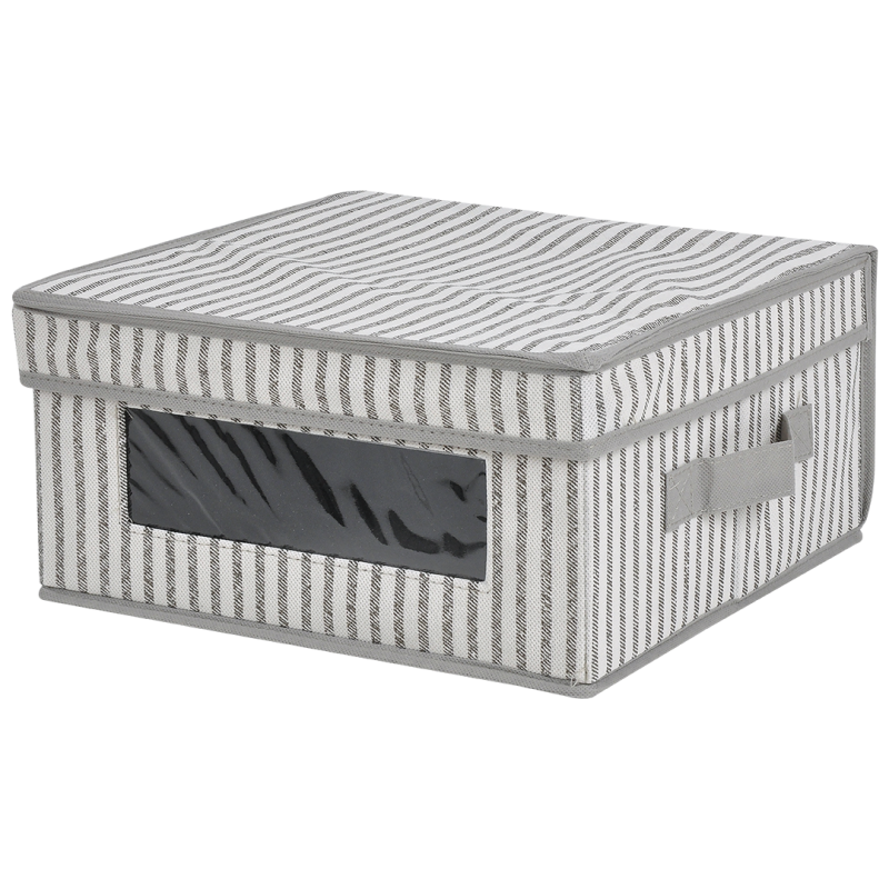 POJEMNE FLORIDA pudełko na buty - włóknina beżowa z okienkiem i uchwytem