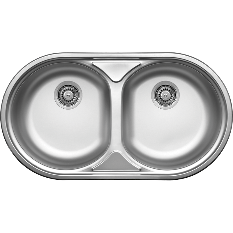 Zlewozmywak Inox 2-komorowy Premium, 780x435 mm, z syfonem, odporny na zarysowania i przebarwienia