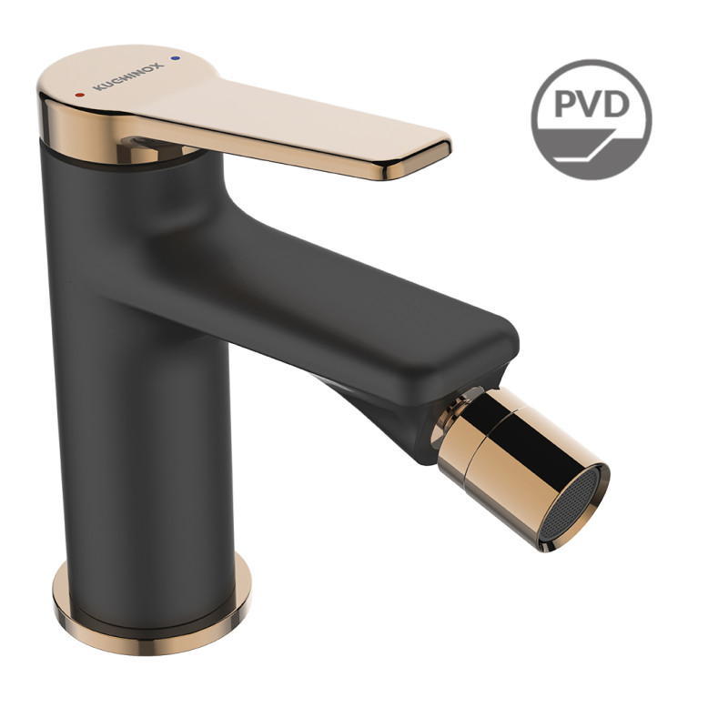 ALANIS LUXE - Elegancka czarno-różowa bateria bidetowa z systemem klik-klak