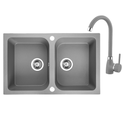 Laveo Celia zlewozmywak granitowy szare 480x760 2-komorowy