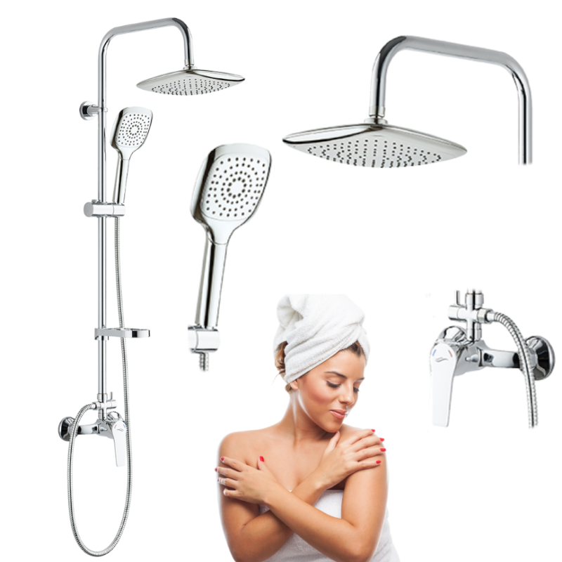 FIONA Chrom - Kolumna Natryskowa z deszczownią 22cm i baterią, styl i wygoda!