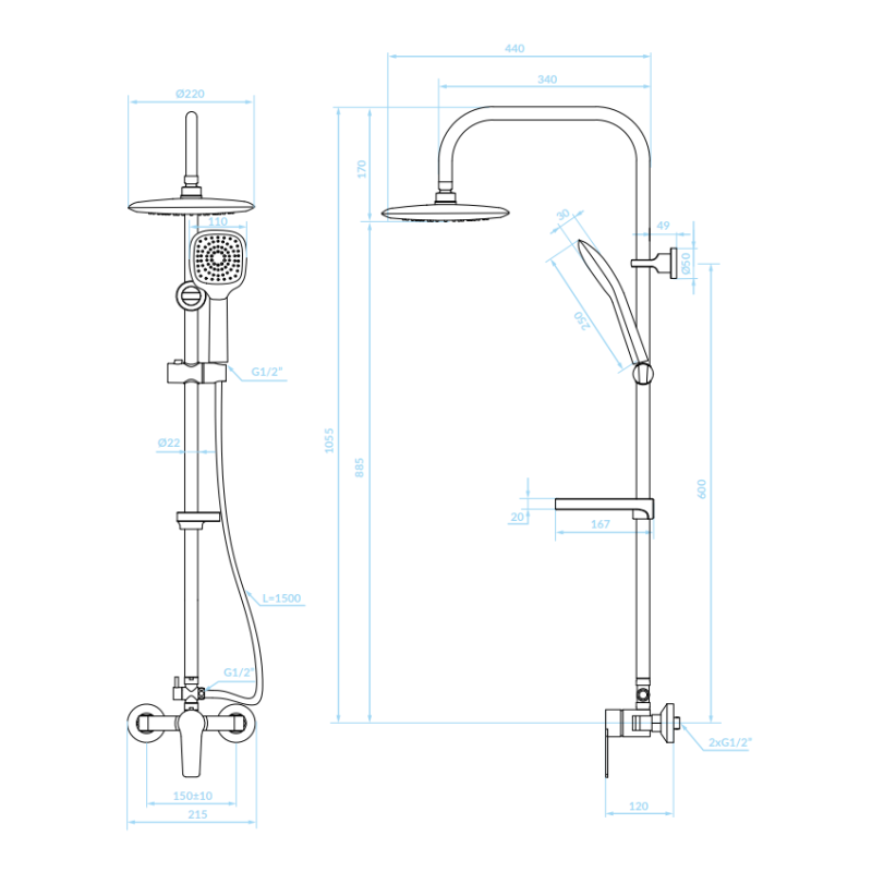 Kuchinox Fiona kolumna natryskowa chrom