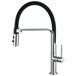 Elegancka Bateria Kuchenne Siluetto z Elastyczną Wylewką U - Chrom/Czarna Klasa