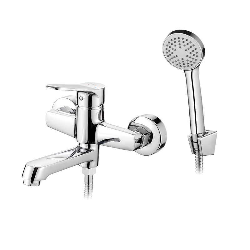 Chromowana Elegancja: Bateria Wannowa ATEZ z Funkcjonalnym Zestawem Natryskowym