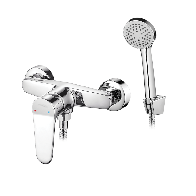 ATEZ Chromowana Bateria Ścienna z Jednouchwytowym Zestawem Natryskowym 5 Lat Gwarancji