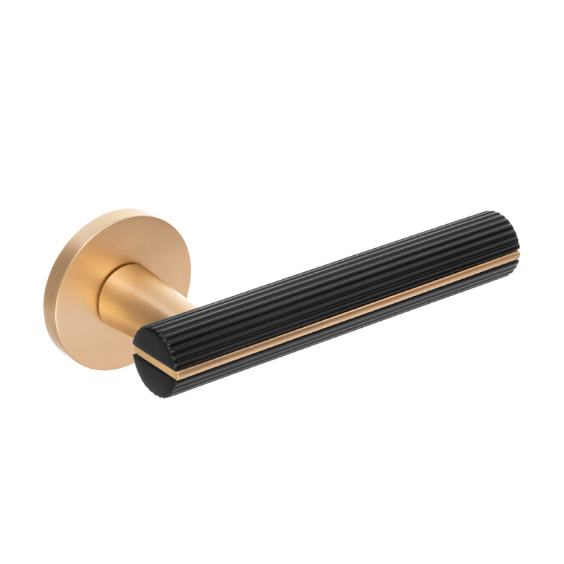 Ekskluzywna Czarna/Złota Klamka Maio II na Rozecie - Premium Styl dla Twoich Drzwi