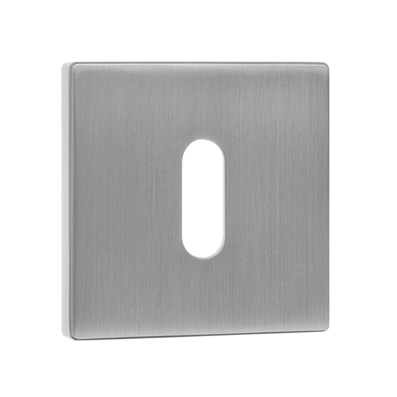 Elegancki szyld kwadratowy z kluczem, chrom matowy, montaż imbusowy dla drzwi 38-45 mm