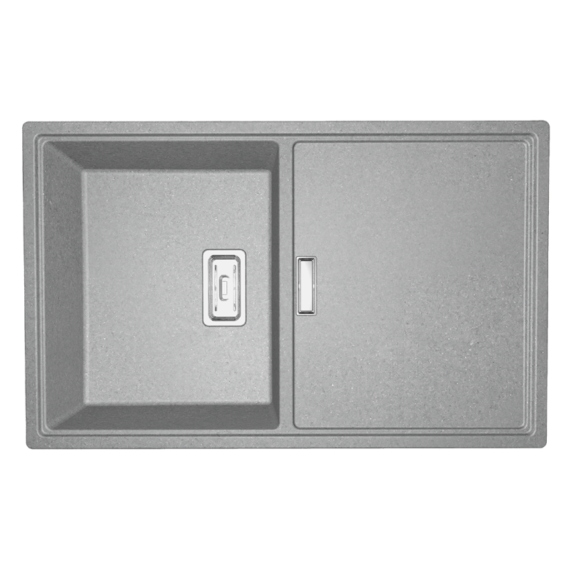 Elegancki Zlewozmywak Prostokątny Tonga z Ociekaczem, Szary, Wytrzymały 800mm