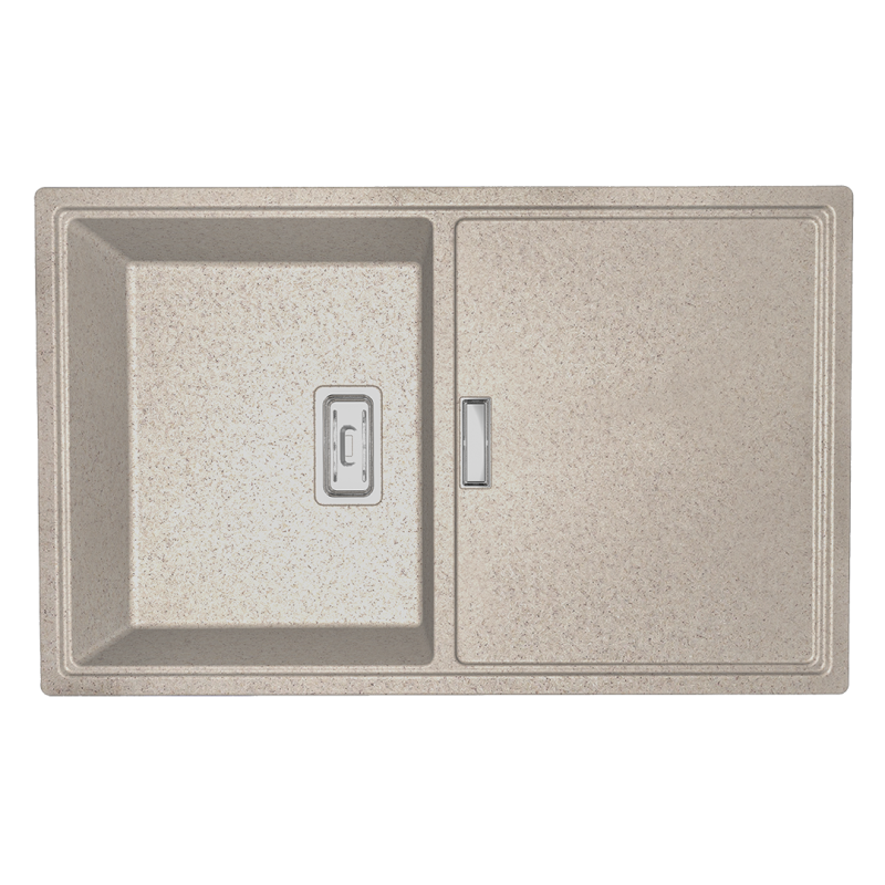 Bezpieczny i Stylowy Zlewozmywak Tonga: Beżowy 1-komorowy z Długim Ociekaczem, Wytrzymały i Elegancki