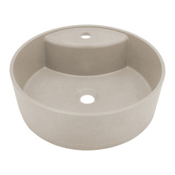 Laveo Cliff umywalka nablatowa granitowa ryflowana beżowe