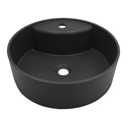 Laveo Cliff umywalka nablatowa granitowa ryflowana czarna