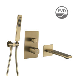 Laveo Tores bateria wannowa podtynkowa złoto szampańskie