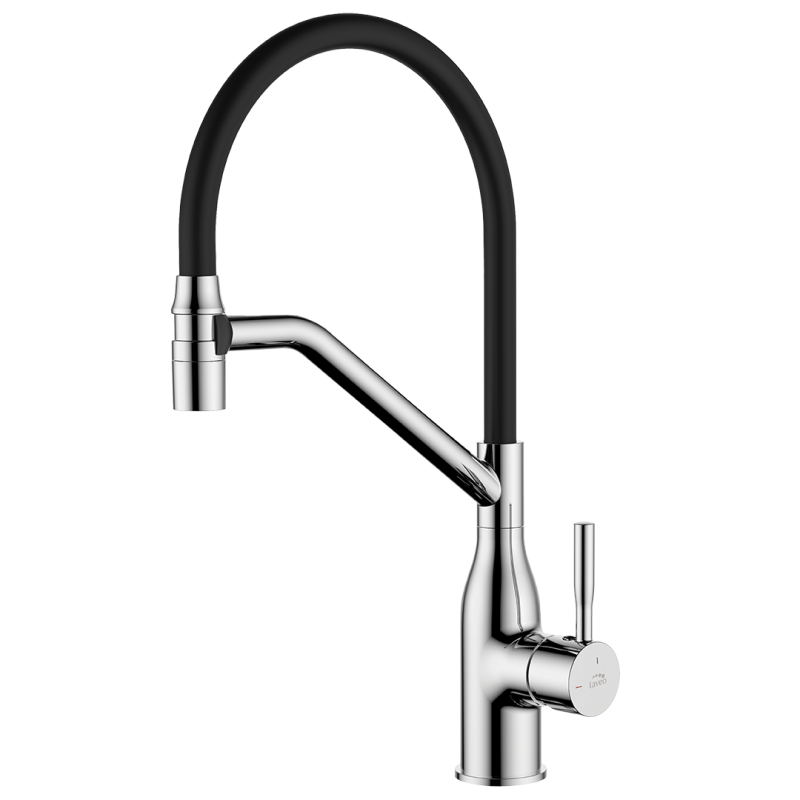 Colina Elegant - Stylowa Bateria z Ruchomą Wylewką w Chrom-Czarnym Eleganckim Wykończeniu