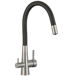 Laveo Riveco bateria zlewozm. stal szczotkowana/ czarna