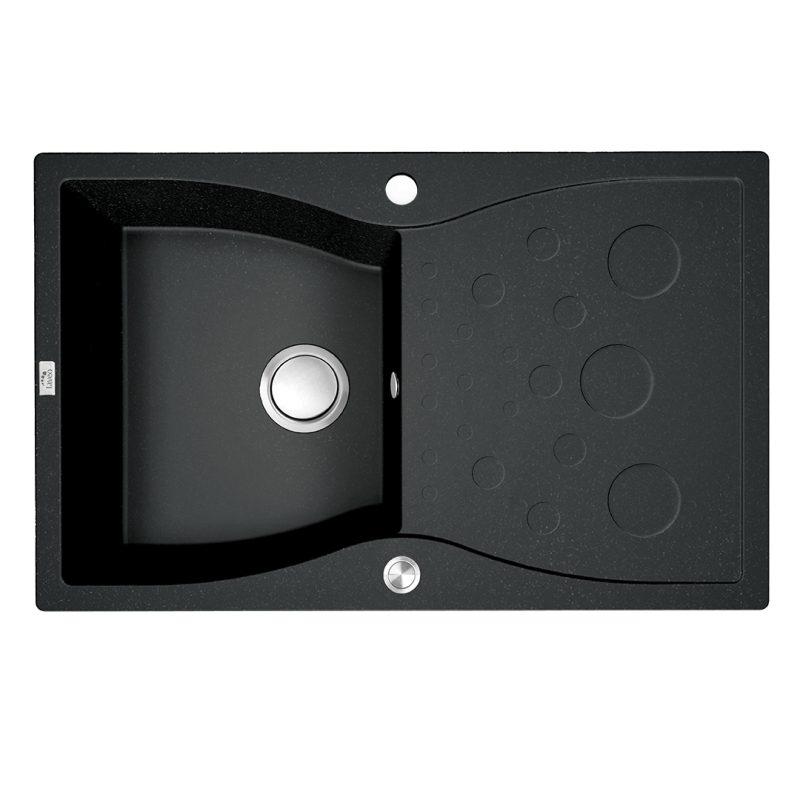 Komfortowy Zlew Molokin - Czarny, 1-komorowy z Długim Ociekaczem, Wytrzymały na 250°C