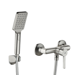 Bateria Ścienna Alita PREMIUM z Prysznicem, Nikiel Szczotkowany, Elegancja i Wydajność