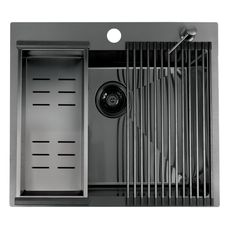 Zlewozmywak Malawi Grafitowy 1-Komorowy z Akcesoriami - Styl i Praktyczność na Co Dzień