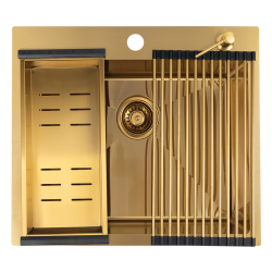 Laveo Malawi zlewozmywak stalowy wpuszczany złoty 500x580 1-komorowy