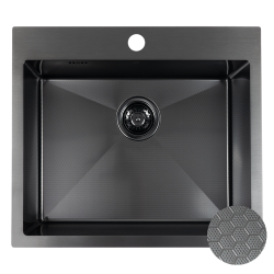 Czarny Zlewozmywak Malawi - Nowoczesny Prostokątny Design z Głęboką Komorą 200mm