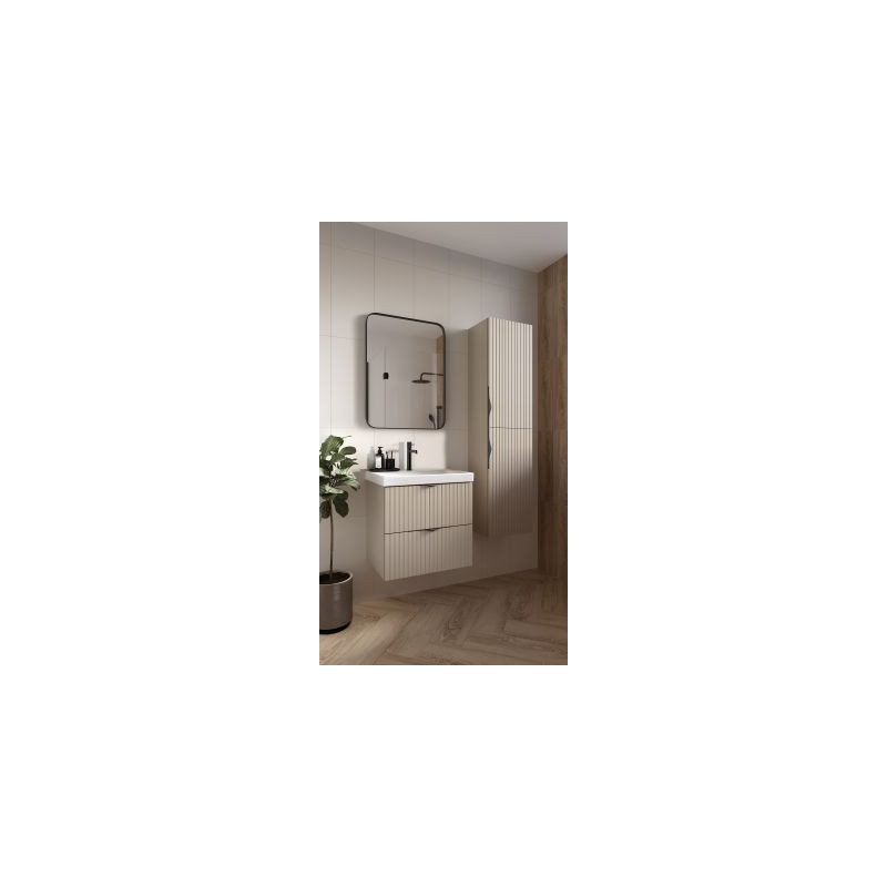 Elegancka Szafka Wisząca z Umywalką Cersanit Tirso 60cm, Kaszmir Matowy