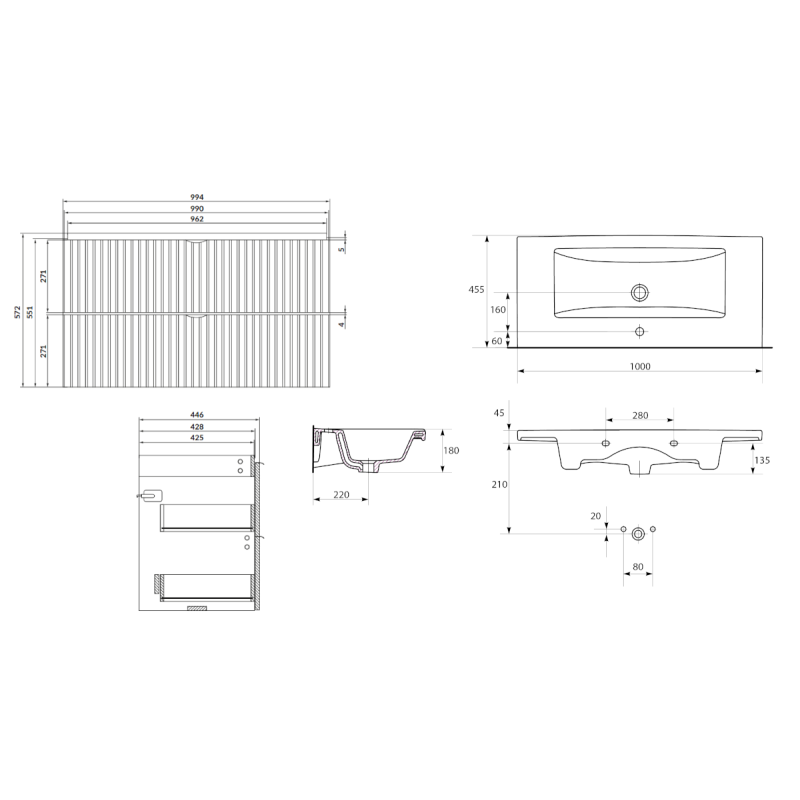 CERSANIT TIRSO - Elegancka szafka z umywalką 100 cm, Kaszmir Matowy, Design DSM - Nowość!