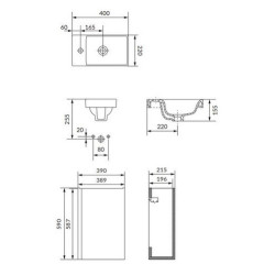 Zestaw Cersanit Moduo 40cm - szafka wisząca z umywalką kaszmir mat