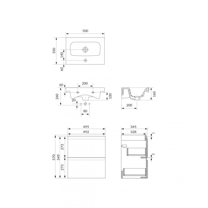 Elegancka Szafka z Umywalką Cersanit Moduo Slim 50 cm - Kaszmir Mat, Wiszący Design