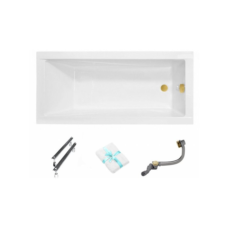 Ekskluzywna Wanna Besco Modern 170x70 cm z Antybakteryjną Powłoką i Złotym Syfonem