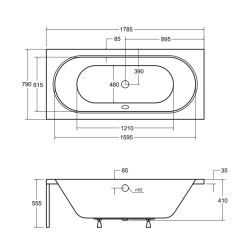 Ekskluzywna Wanna VITAE 180 z Stelażem Typ W - Luksus w Twojej Łazience