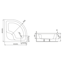 Polimat Brodzik  głęboki Pako 80x80 z Syfonem