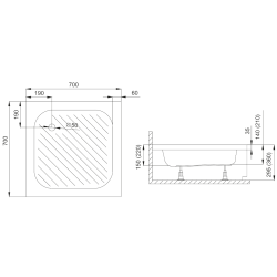 Polimat Brodzik Karen 70x70 z Syfonem