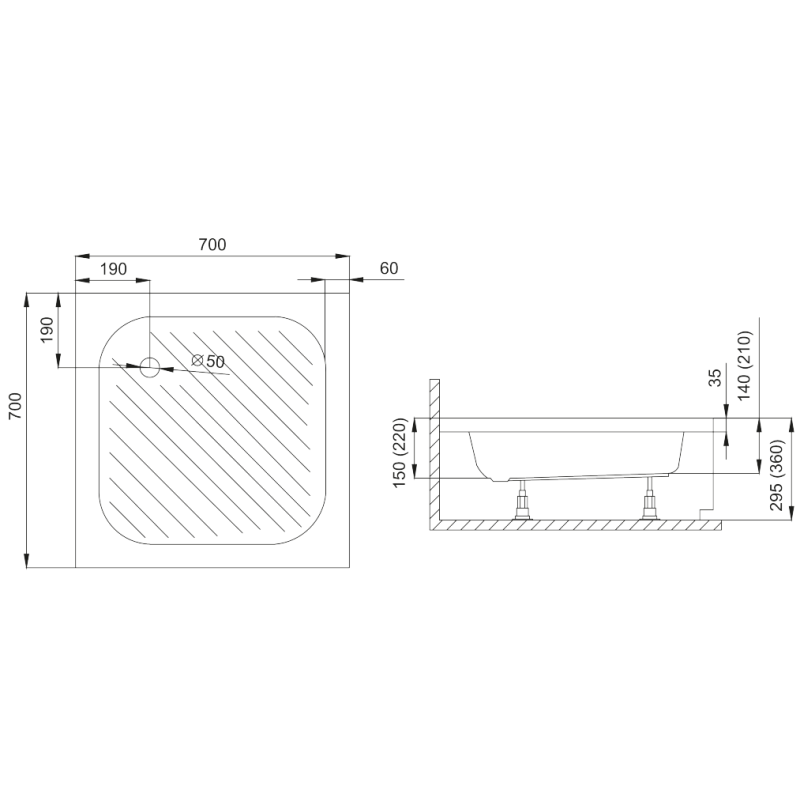 Elegancki Brodzik Akrylowy Karen 70x70 z Gratisowym Syfonem - Twój Styl w Każdej Łazience!