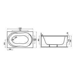 Elegancka Wanna Akrylowa Polimat Gracja 120x75 z Syfonem