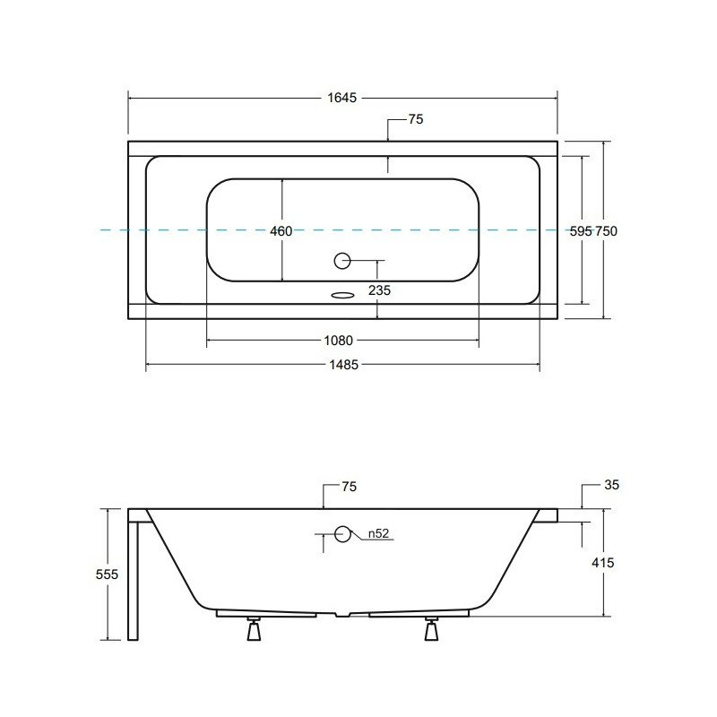 Ekskluzywna Wanna QUADRO 165 - Nowoczesny Komfort dla Twojej Łazienki
