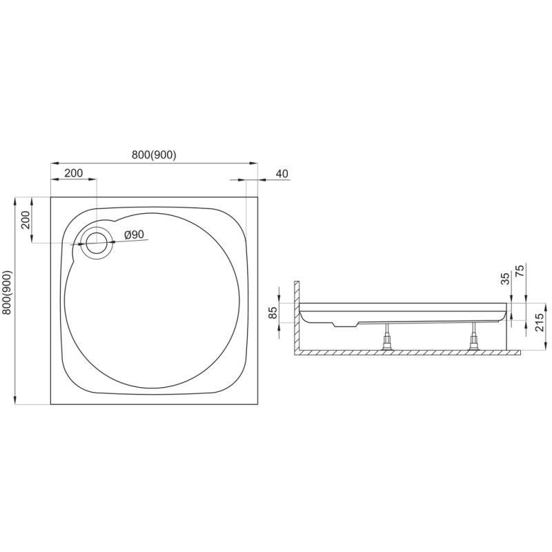 Luksusowy Brodzik 80x80 Polimat z Syfonem - Nowoczesny Design Twojej Łazienki