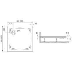 Polimat Brodzik kwadratowy Patio 80x80 z Syfonem