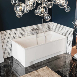 Nowoczesna Wanna Elza 150x70 z Chromowanym Syfonem i Nogami, Polimat