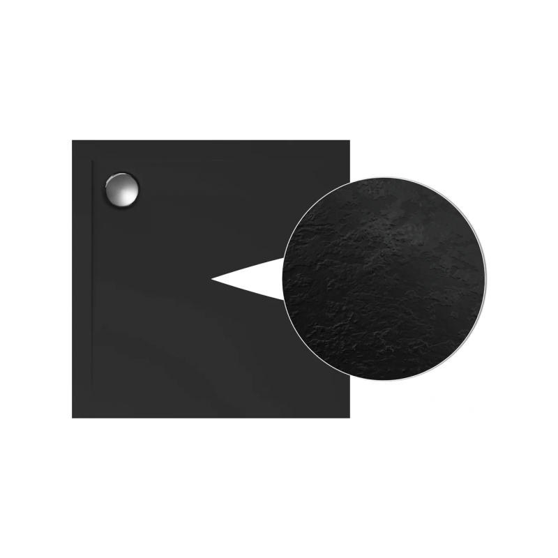 Czarny Brodzik Kamienny GEOS 80x80 z Syfonem - Elegancja w Twojej Łazience!