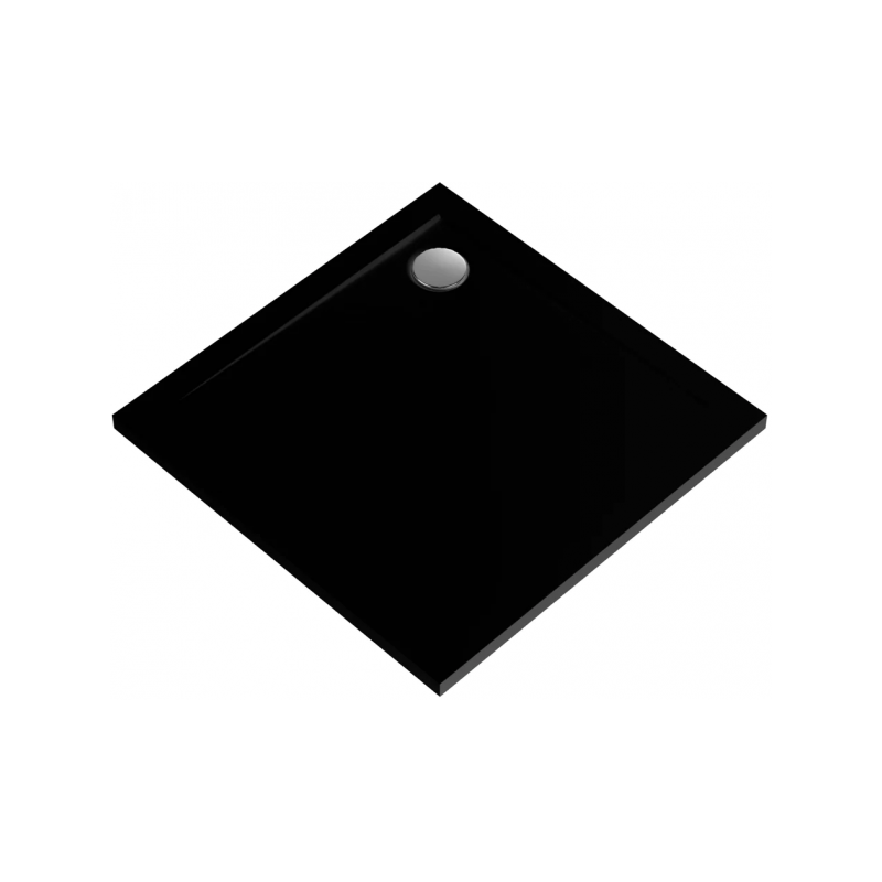 Czarny Brodzik Kamienny GEOS 80x80 z Syfonem - Elegancja w Twojej Łazience!