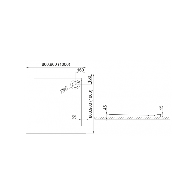 Czarny Brodzik Kamienny GEOS 80x80 z Syfonem - Elegancja w Twojej Łazience!