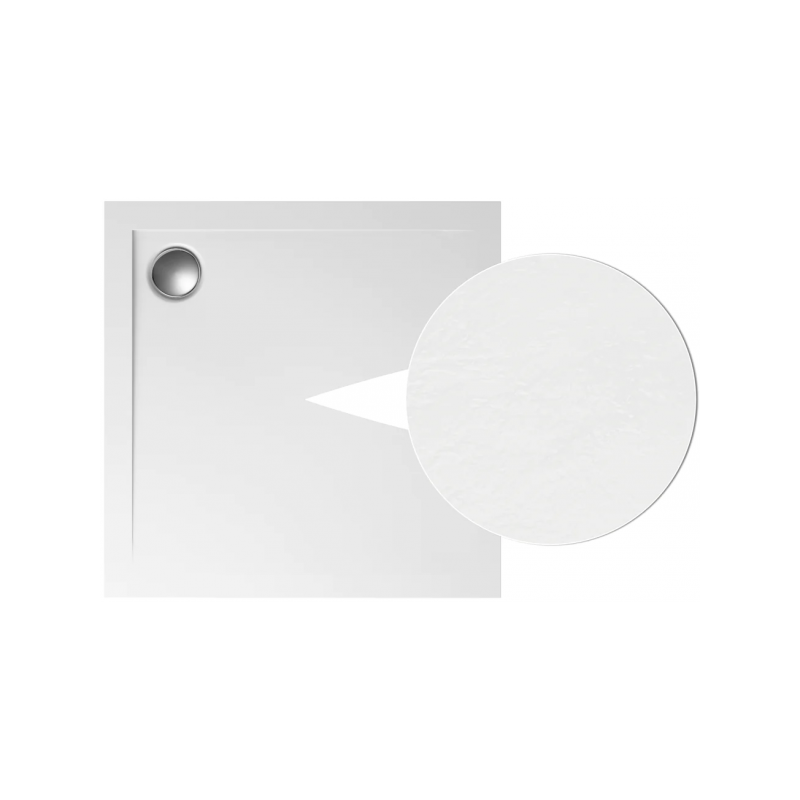 Elegancki Brodzik Kamienny GEOS 80x80, Biały, Z Syfonem - Komfort dla Twojej Łazienki