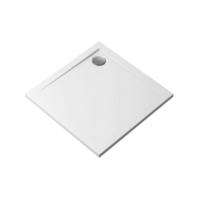 Elegancki Brodzik Kamienny GEOS 80x80, Biały, Z Syfonem - Komfort dla Twojej Łazienki