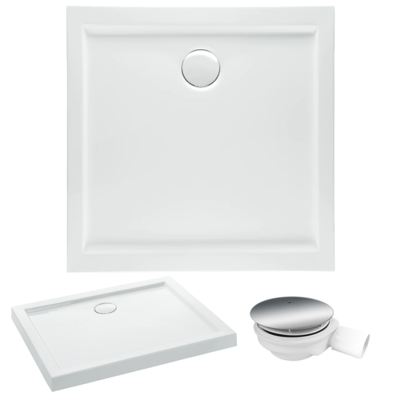 Kwadratowy Brodzik Polimat Goliat 80x80 - Nowoczesny Styl z Syfonem dla Eleganckiej Łazienki