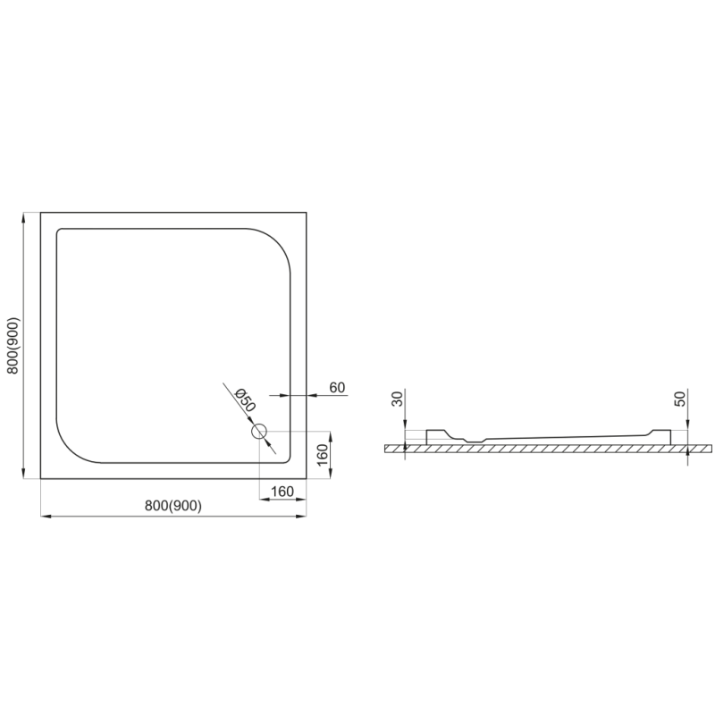 Luksusowy Kwadratowy Brodzik TENOR 80x80 z Gratisowym Syfonem - Komfort i Styl w Łazience