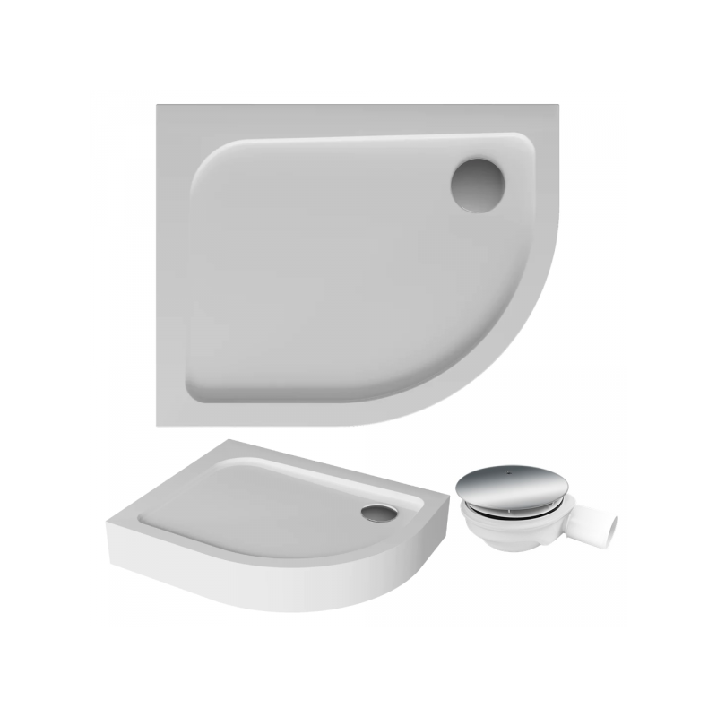 Półokrągły Brodzik Kompaktowy ORIS Lewy 100x80 z Syfonem - Styl i Funkcjonalność w Łazience