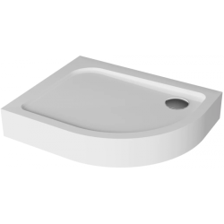 Polimat Brodzik asymetryczny półokrągły kompaktowy Oris 100x80 lewy z Syfonem